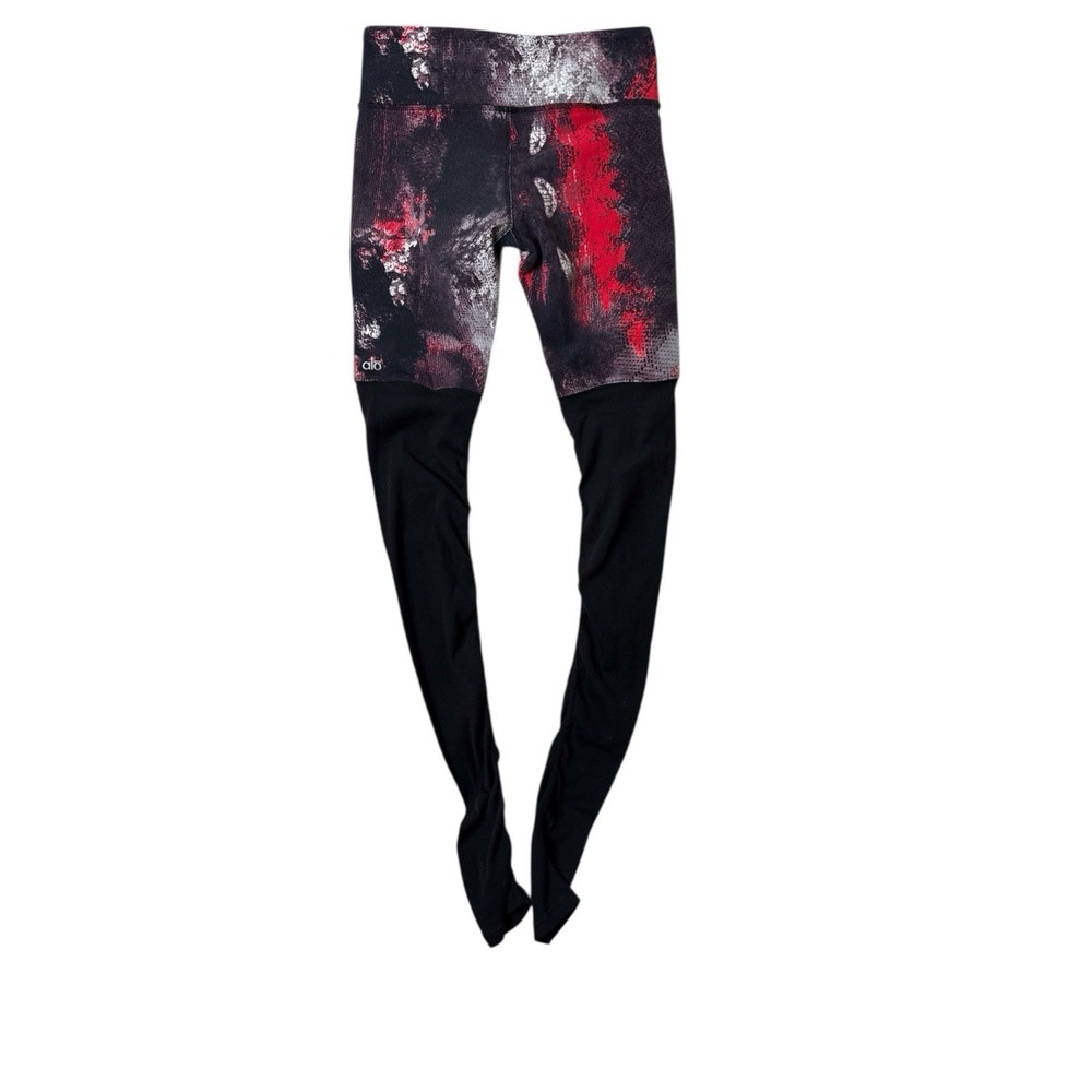 Alo‎ Yoga Goddess Leggings Athletic Ruby Red Smoke Ribbed Colorblock XS Small
